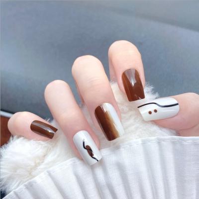 China Pop Art Designs New Design OEM Private Label Short Square Press On Fake Nails Full Cover 3D Artificial Nails Ins ABS Full Cover for sale