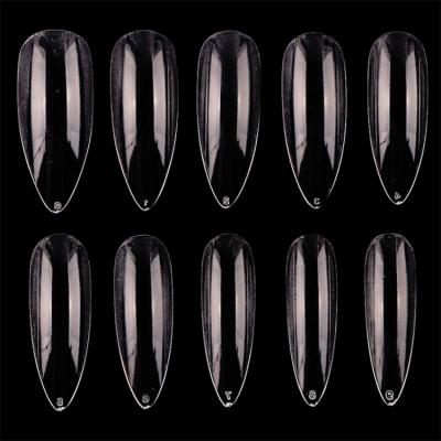 China DIY Nail Art ABS 10 Size 500Pcs/bag Natural White Clear Long Nail Stiletto Tips Full Cover Long Pointed Fake Nails for sale