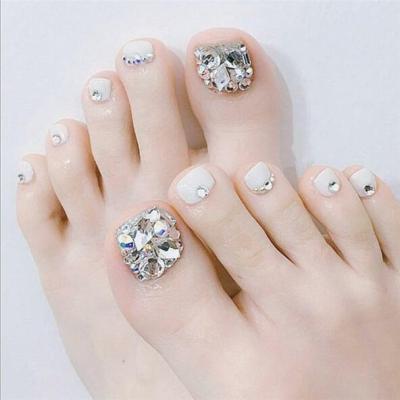 China Full Cover ABS Artificial Foot Press Art New 24pcs/box DIY Nail White Tip Toe Nails Nail Art False Foot Nail Tips For Woman Foot Nails for sale