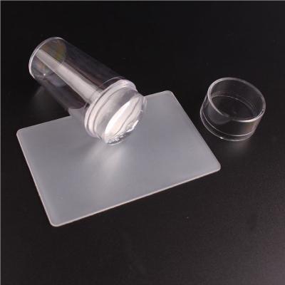 China Nail Art DIY 2.8cm Transparent Jelly Clear Silicone Pattern Nail Punch Scraper Set With Stamping Grid for sale