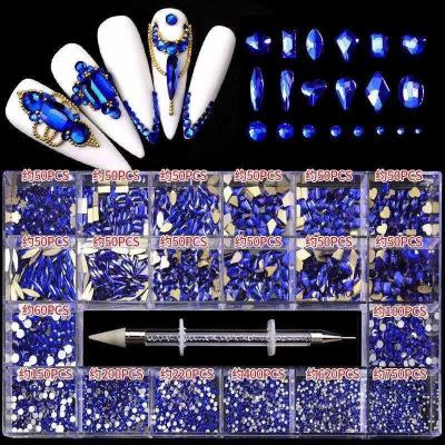 China Extremely Shiny Hot Nail Art Rhinestone Kit Jewelry Decoration Gem Charms Bulk Wholesale Rhinestone from Amazon 21 grid DIY set supplier for sale