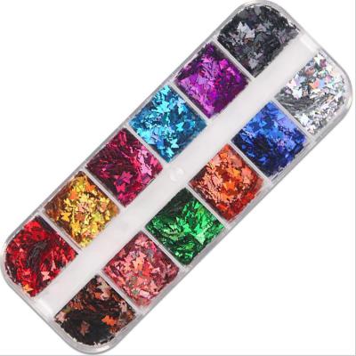 China Nail Art Decoration Hot Sale 12 Grids Colorful Holographic Glitter 3D Iridescent Butterfly Slice Shapes Sequin Nail Art Decoration Wholesale Supplie for sale