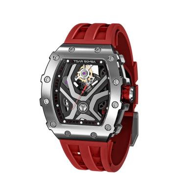 China Hollow Hot Selling Silicone Strap Alloy Silicone Case Skeleton Mechanical Skeleton Watch for sale