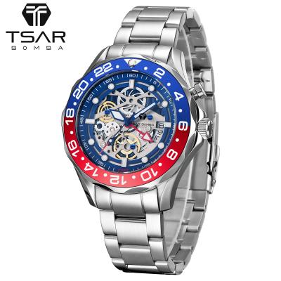 China BOMBA TSAR Date Fashion Male GMT Luxury Watch Men Diver Watch 200M Water Resistant Hybrid Automatic Stainless Steel Strap Wristwatch for sale