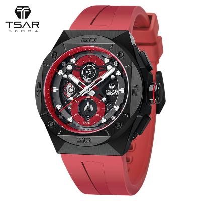 China BOMBA Factory Watches MIYOTA Automatic Movement TSAR Date Rubber Strap 100M Waterproof Men Quartz Watch for sale