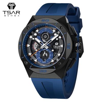 China Automatic Date Watch Dropshipping Factory Watches MIYOTA Quartz Movement Strap 100M Waterproof Rubber TSAR BOMBA Mens Watch for sale