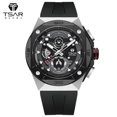 China BOMBA Factory Watches MIYOTA Automatic Quartz Movement TSAR Date Rubber Strap 100M Waterproof Fashion Luxury Wrist Watch For Men for sale