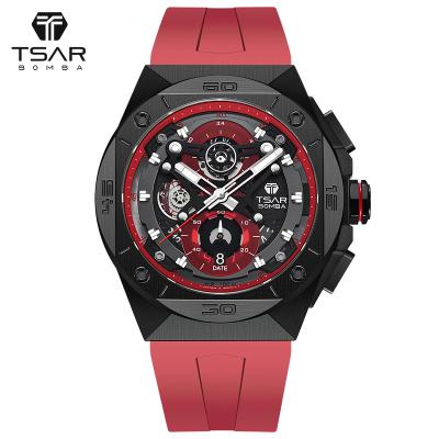 China Free Shipping Auto Date TSAR BOMBA TB 8801 Factory Watches MIYOTA Movement Rubber Strap 100M Waterproof rist Watches For Men Quartz Sports for sale