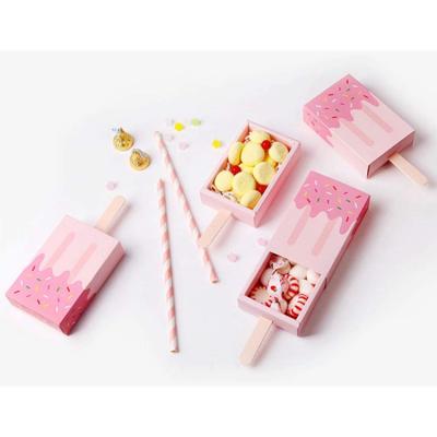 China Recycled Materials Paper Ice Cream Shape Gift Box Wedding Favor Candy Box For Christmas Birthday Party Pink for sale