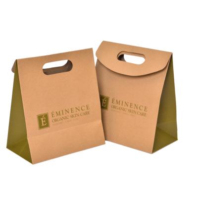 China Custom Logo Recycled Brown Die Cut Handle Food Packaging Kraft Paper Bag Pouch File Materials Paper Bag Document for sale