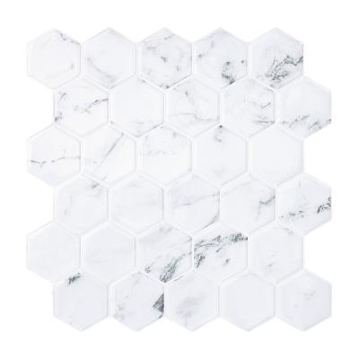 China Removable Waterproof+Self-adhesive OGFit Hexagon PU Mosaic Bathroom DIY Peel and Stick Backsplash Waterproof Wall Tile for sale