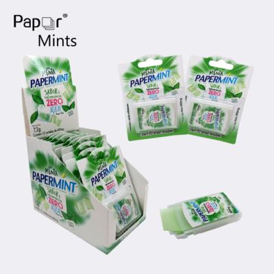 China Small Natural Bozai Puff Mint Strips Candy In Plastic Case for sale