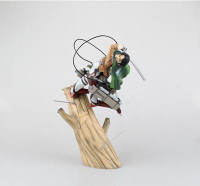 China Cartoon Toy 25CM Anime Attack On Titan Captain Levi Action Figure Battle Version PVC Model Toy For Gifts for sale