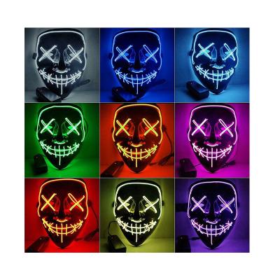 China PVC Halloween Led Mask Party Mask Masquerade Mask Glowing Neon Lamp Mascara Horror Masker for sale