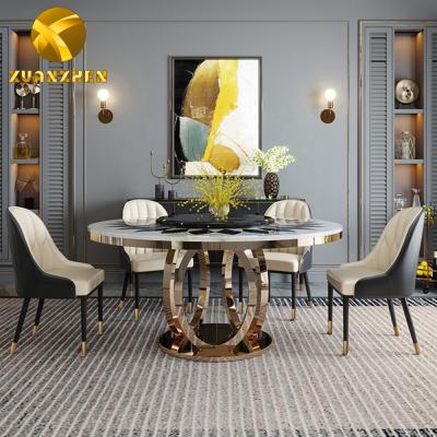 China Xuanzhen Stainless Steel Furniture Dining Table Marble Dining Table Glass Dining Table DT033 for sale