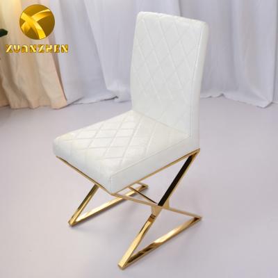 중국 Confortable home furniture stainless steel wedding chair white leather dining chairs metal dining chair for sale 판매용