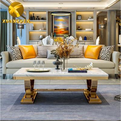 China Modern luxury marble coffee table TTT 004 living room furniture gold extendable stainless steel coffee table for sale