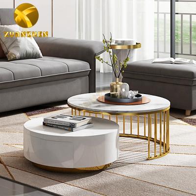 China 2021 extendable living room furniture round coffee table set modern luxury marble coffee table coffee tables for wholesale TT084 for sale