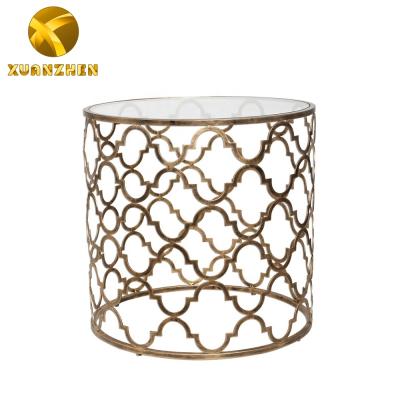 China Extendable other metal furniture coffee table stainless steel glass side round modern marble table for sale ST060 for sale