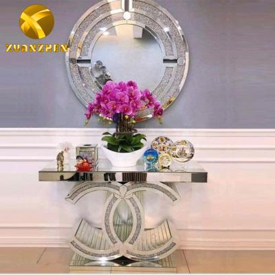 中国 Entryway console table modern stainless steel furniture convertible modern console table with console mirror marble top table CT100 販売のため