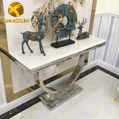 China Modern Extendable White Stainless Steel Furniture Boutique Console Table Console Table Gold Luxury Gold CT 004 à venda