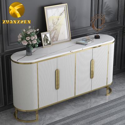 China Home Convertible Furniture Gold Living Room Metal Sideboard Furniture White Marble Sideboard Top Sideboard SB001 for sale