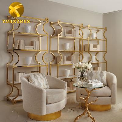 China Modern home modern stainless steel bookcases metal factory furniture bookcases glass shelf for sale for sale