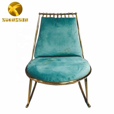 Κίνα Luxury Living Room Furniture Sets Luxury Gold Stainless Steel Leisure Lounge Chair Metal Hotel Swing Chair For Garden προς πώληση