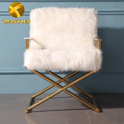 China Luxury modern white wool lounge chair sofa chair leisure gold sets luxury living room lounge chair for sale zu verkaufen