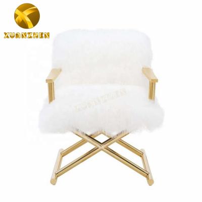 China Luxury Living Room Furniture Swept White Living Room Sofas Luxury Stainless Steel Leisure Chair Wool Lounger zu verkaufen