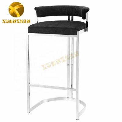 China Modern home bar furniture sets metal bar chair luxury bar stools with black velvet for sale BC003 for sale