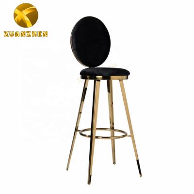 Κίνα Modern Design Gold Velvet Metal Leg Luxury Barstools High Quality Bar Chairs High Back Stylish Barstools For Bar προς πώληση