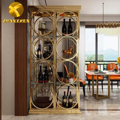 Китай Modern home factory furniture factory stainless steel decor wine glass display cabinet tall for sale продается