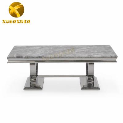 China Home Furniture Marble Dining Table Convertible Stainless Steel Rectangular Dining Table And Chairs DT004 for sale