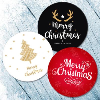 China Custom DIY Decoration Sealing Labels Waterproof Merry Christmas Gift Packaging Baking Packaging Sticker for sale