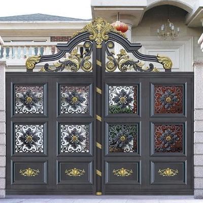 China Manufacturer Design Modern Villa Metal Aluminum Art Courtyard Doors Front Door for sale