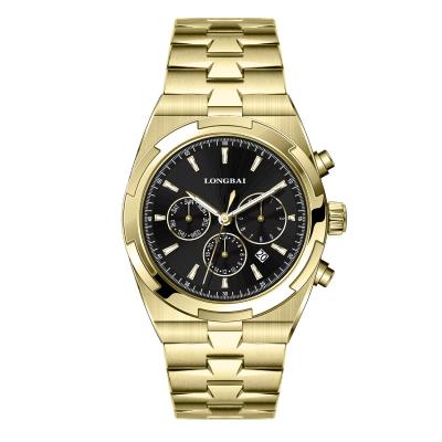 China Factory Sale Hot Luxury Custom Gold Logo Waterproof Stainless Steel Automatic Mechanical Chronograph Men Watch For Male for sale