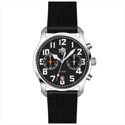 China New Design Water Resistant Sports Men Luxury Military Chronograph Wristwatch Quartz Genuine Leather Watches for sale