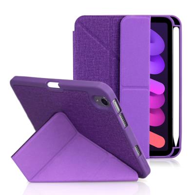 China iPad Mini Fashionable Purple Leather Case for iPad Stand Magnet with Pencil Holder Case Anti-Slip Tablet for iPad Mini 6 Cover for sale