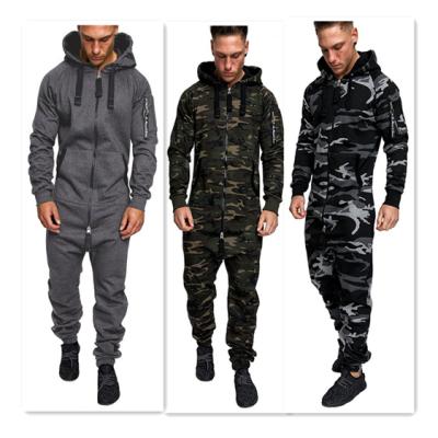 China Breathable Hooded Arm Zipper Camouflage Sportswear Fleece Men's Casual Sweatsuit Set for sale