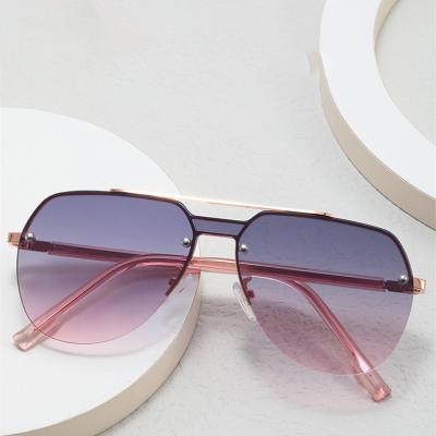 China Classic Sunglasses 2022 Outdoor New Vintage Men's Sunglasses Women Shape Ins Style Sunglasses Trendy Metal Double Beam Sunglasses for sale