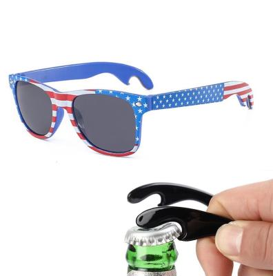 China Promotion Sunglasses 2022 Custom Logo Bottle Opener Sun Glasses Hot Selling USA Price UV400 PC Part Cheap Plastic Sunglasses Men Glasses for sale