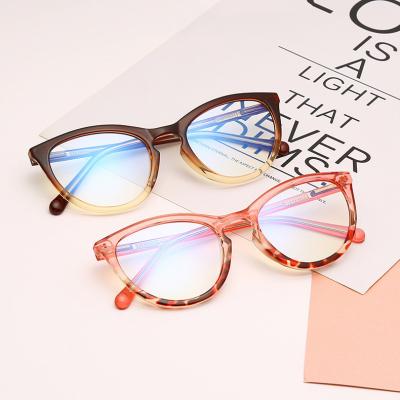 China For Blue 2022 Lady Cat Eye Glasses TR90 Gaming Glass Computer Light Blue Eyeglasses Anti Blocking Optical Glasses Frames for sale