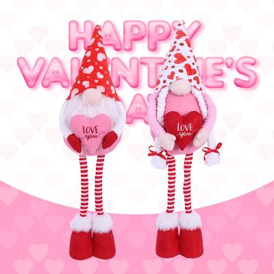 China Valentine Christmas Toys Ornament Gift Elf Decoration Couple Telescopic Legs Gnome No Face Elf Doll Valentines Day Gnome Cloth Doll for sale