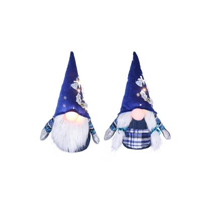 China Chubby Blue Elf Gnome Gnome Plaid Cloth Gnomes Xmas Soft Faceless Cloth Decoration Table Ornament Christmas Gift With Light for sale