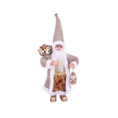 China Hot Selling Gold Santa Claus Christmas Ornaments Doll Christmas Gift Fashion Classic Standing Scene Decoration Ornaments for sale