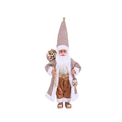 China New Gift Christmas Gold Santa Claus Doll Ornaments Christmas Gifts Holiday Decorations for sale