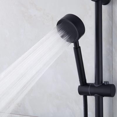 China Without Diverter Black Handheld Stainless Steel Wall Mounted High Pressure Shower Head For Bathroom Water Saving Rainfall Shower Hose Holder Set for sale