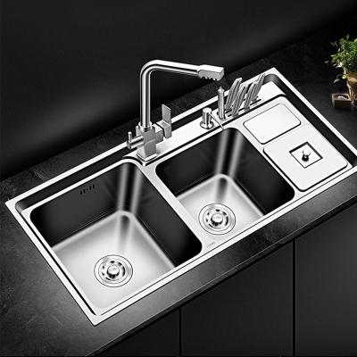 China Without Faucet Stainless Steel Kitchen Sink Bowl Double Gauge Drop Down Kitchen Above Counter Or Udermount Drop Down Veg Basin for sale