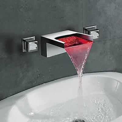 China Bathroom Faucets Luxury Design Waterfall Metered Wall Mounted Faucet Led Led Bathroom Sink Faucet AVATARFAUCET for sale